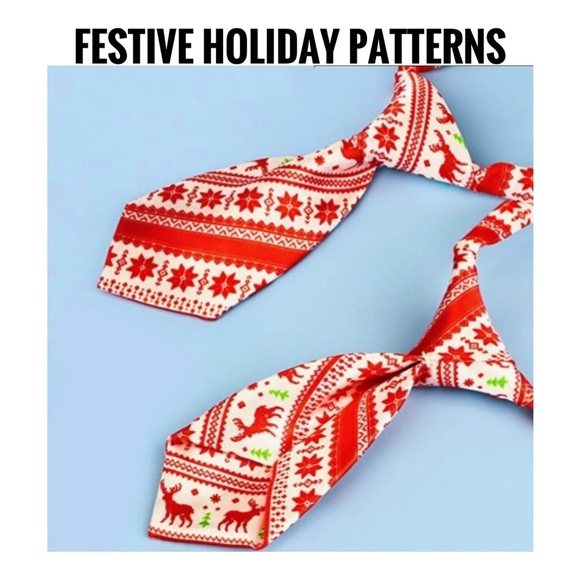 Cat Necktie Christmas Collar Adjustable Clip Buckle Red White Stripe - Picture 7 of 11